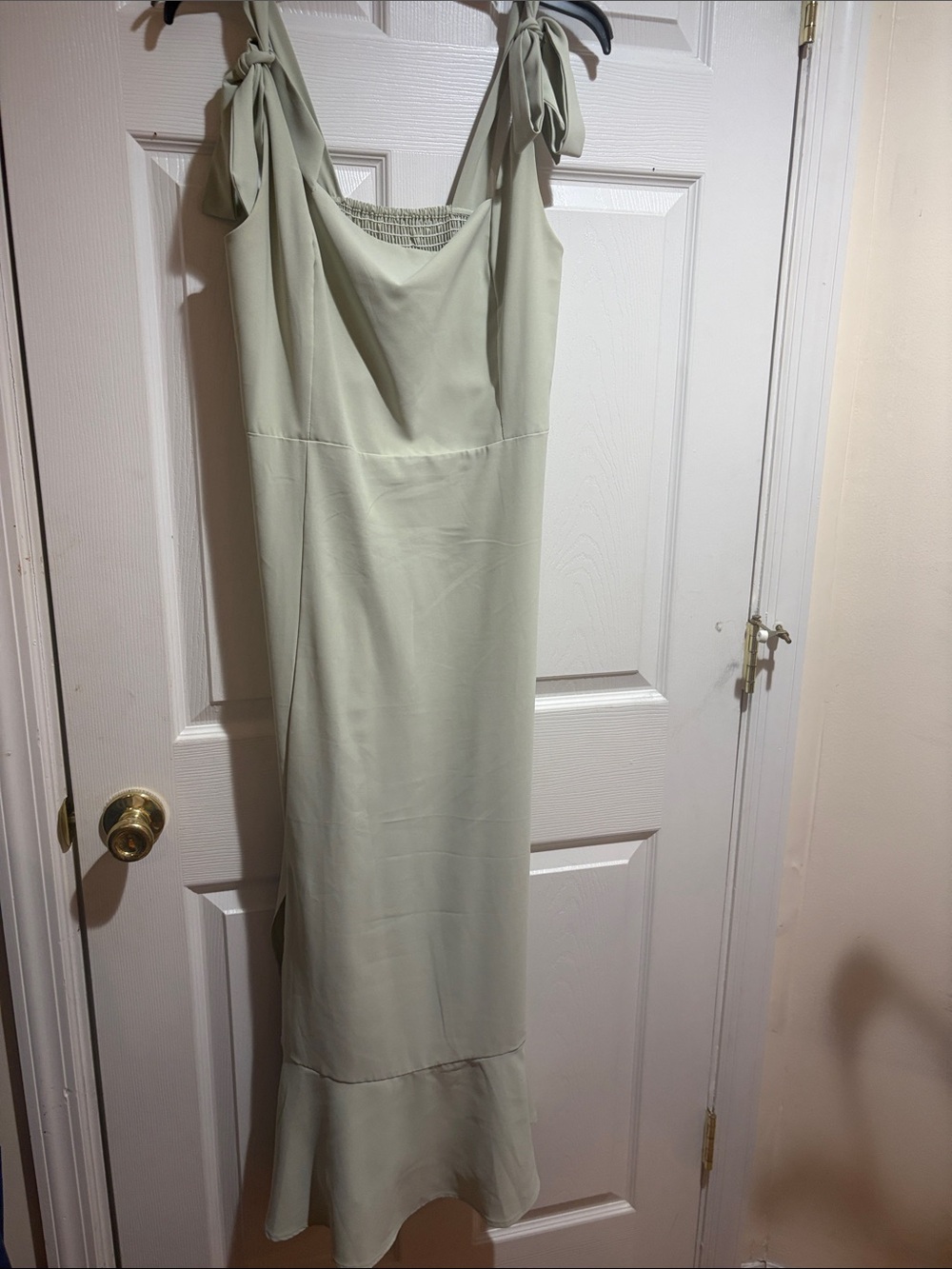 Tie-Shoulder Sage Green Women’s Dress